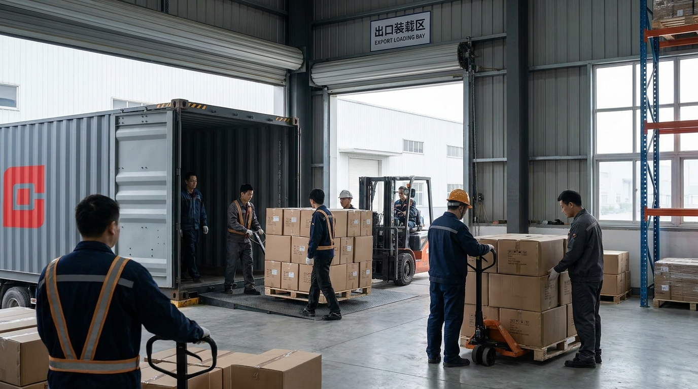 Shipping container loading for export