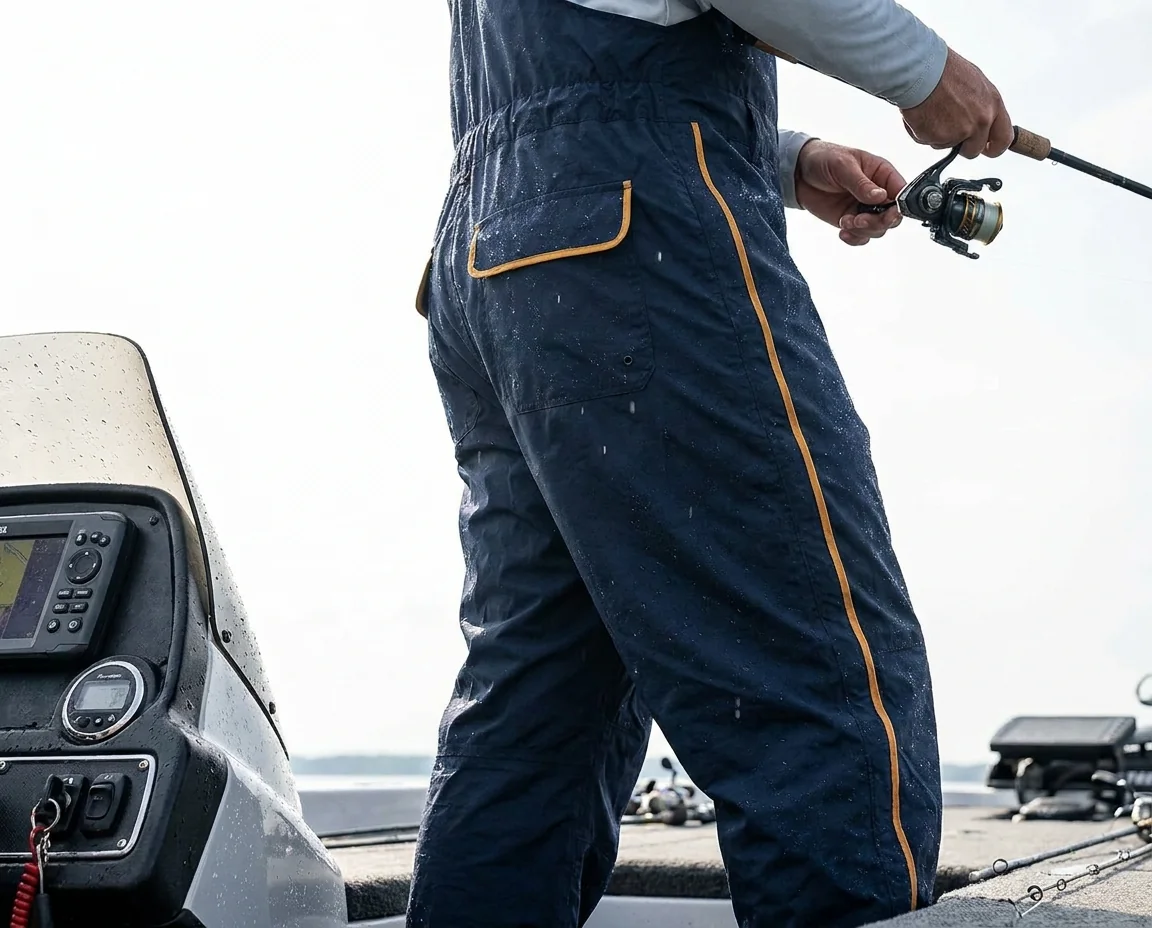 Lightweight rain fishing bibs packable for fair-weather anglers