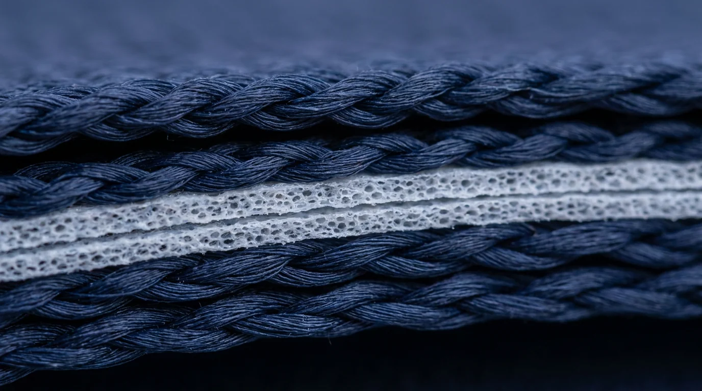 Multi-layer waterproof membrane macro detail for wader construction