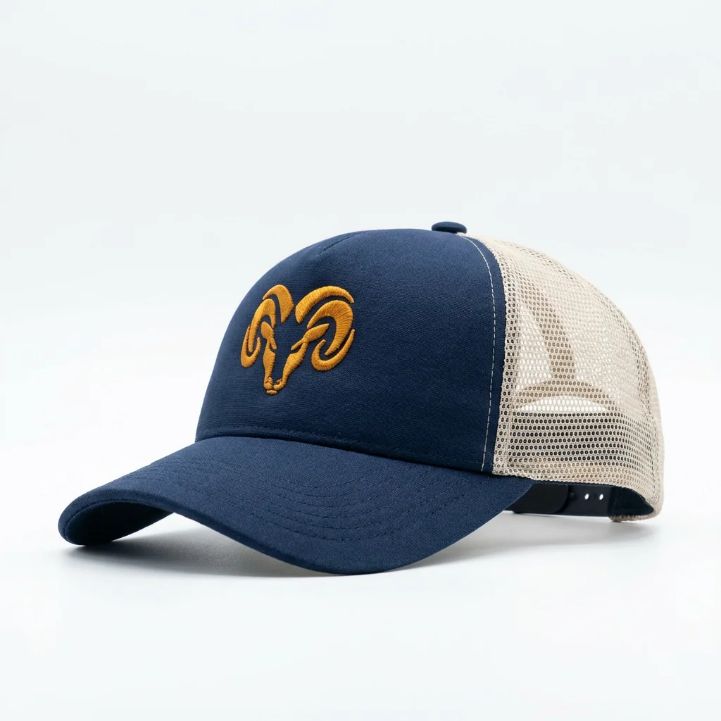 Custom trucker hat with mesh back and foam front panel