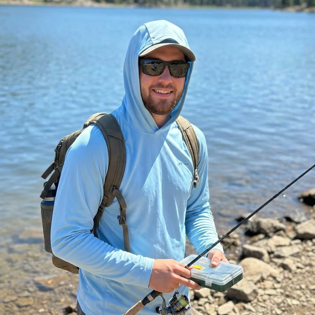 Lightweight sun hoodie for warm-weather fishing and casual outdoor wear
