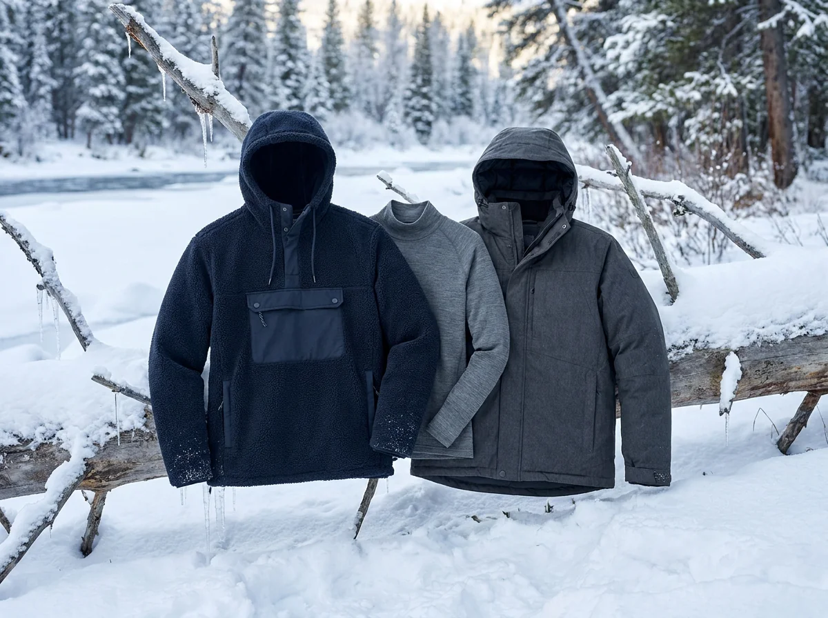 Winter heavyweight fleece layering bundle for outdoor brands