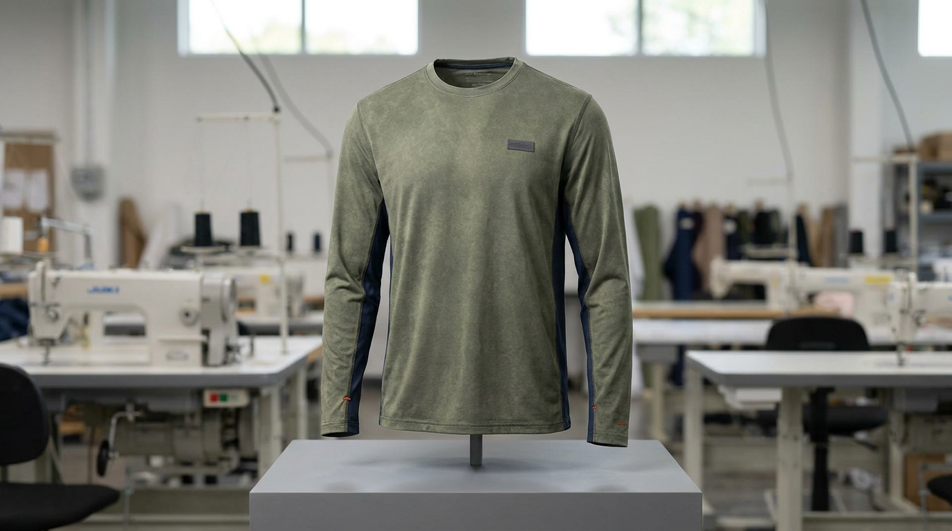Offshore saltwater angler in a UPF performance fishing shirt