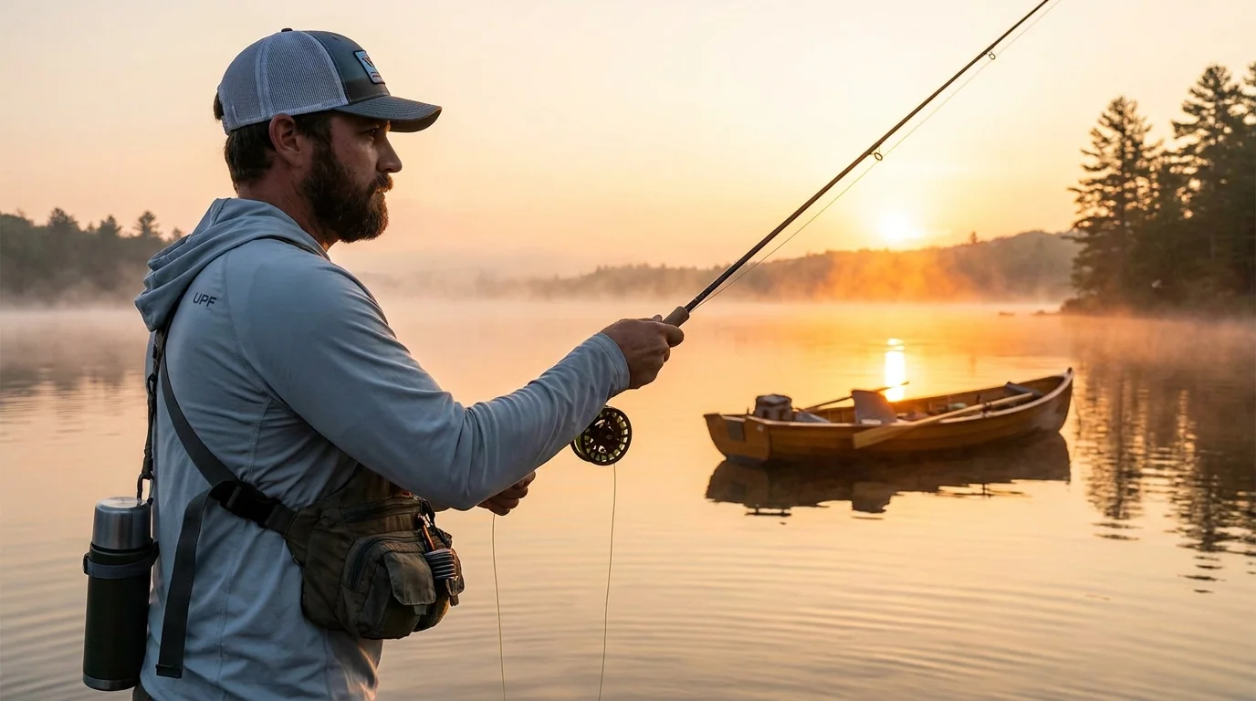 Early morning fishing scene with low to moderate UV exposure